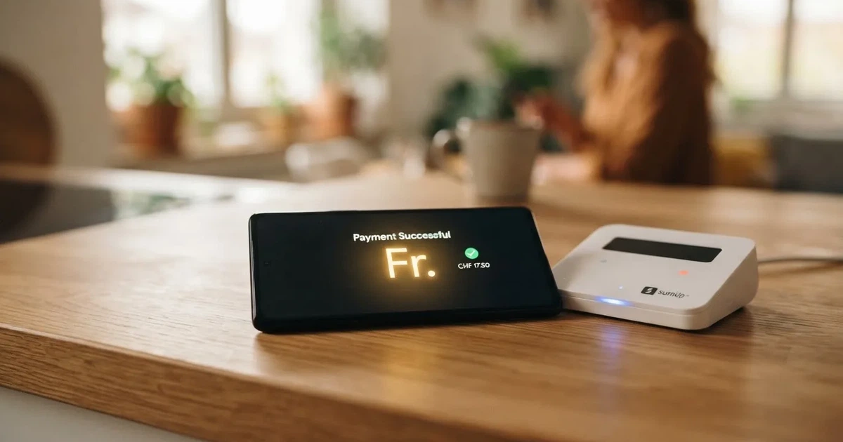 Kartenterminal und Smartphone mit einer ausstehenden Zahlungsbenachrichtigung — 5 franken bonus ohne einzahlung casino