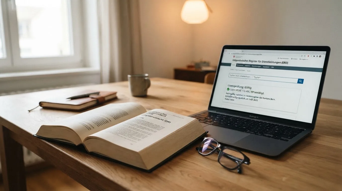 Amtliches Schreiben mit Stempel auf einem Schreibtisch neben einem Gesetzbuch — beste online casino schweiz