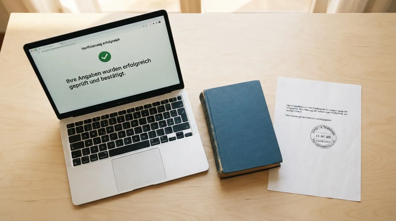 Amtliches Schreiben mit Stempel auf einem Schreibtisch neben einem Gesetzbuch — casino online mit bonus ohne einzahlung