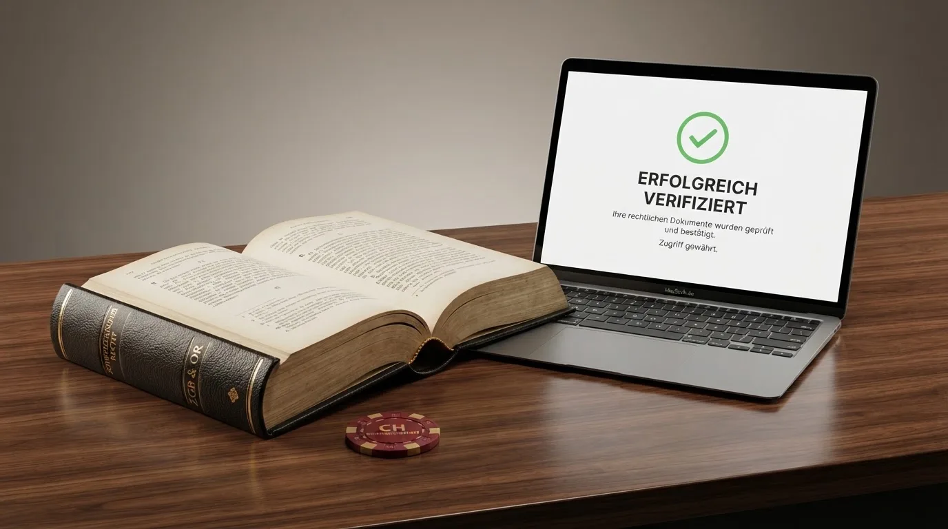 Amtliches Schreiben mit Stempel auf einem Schreibtisch neben einem Gesetzbuch — online casino bonusbedingungen
